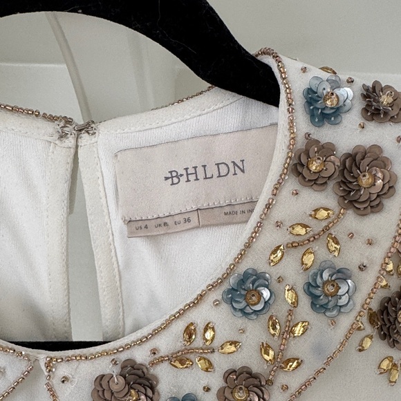 BHLDN bridal Ivory Floral Embroidered Peter Pan Collar Midi Dress - Picture 5 of 6